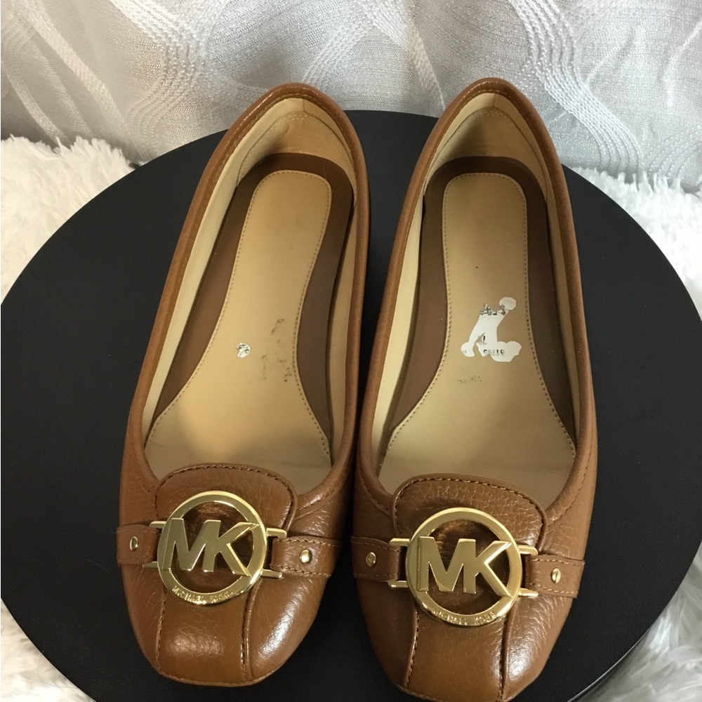 Michael Kors Cognac Leather Logo Toe Ballet Flats - Picture 6 of 7